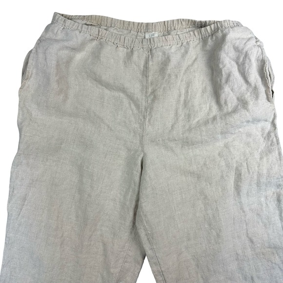 J.Jill Linen Pants Womens Large Beige Elastic Waist Relaxed Minimal Trendy - Picture 2 of 11